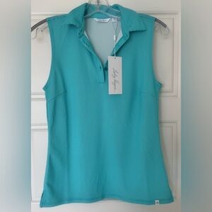 Lady Hagen Jacquard Sleeveless Polo Teal Crush‎ Summer Stylish Golf $45 Sz XS